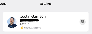 Signal settings with my name and a QR code button