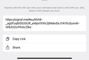 Signal URL to my profile